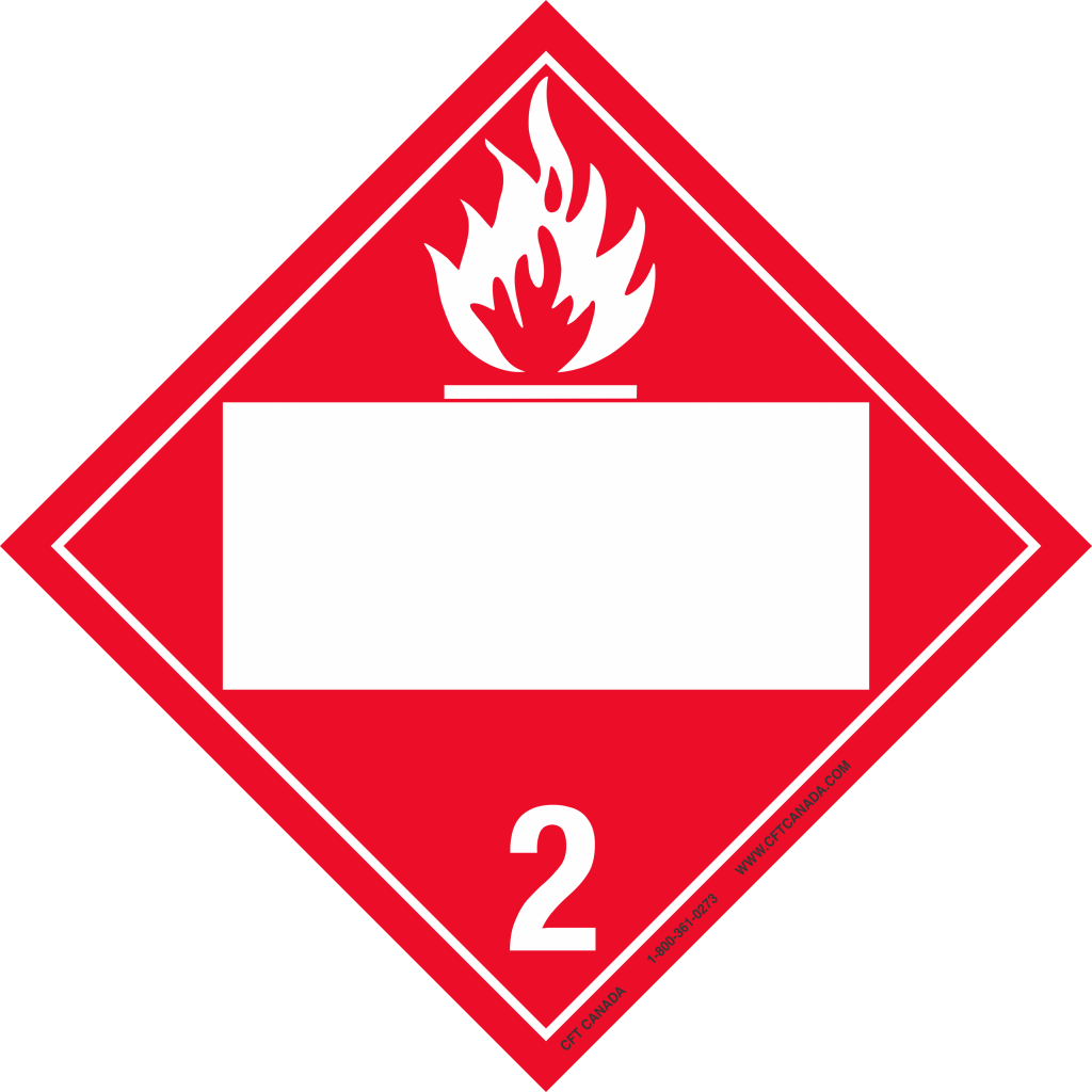 Class 2.1 International TDG placard with blank UN box : Flammable Gases