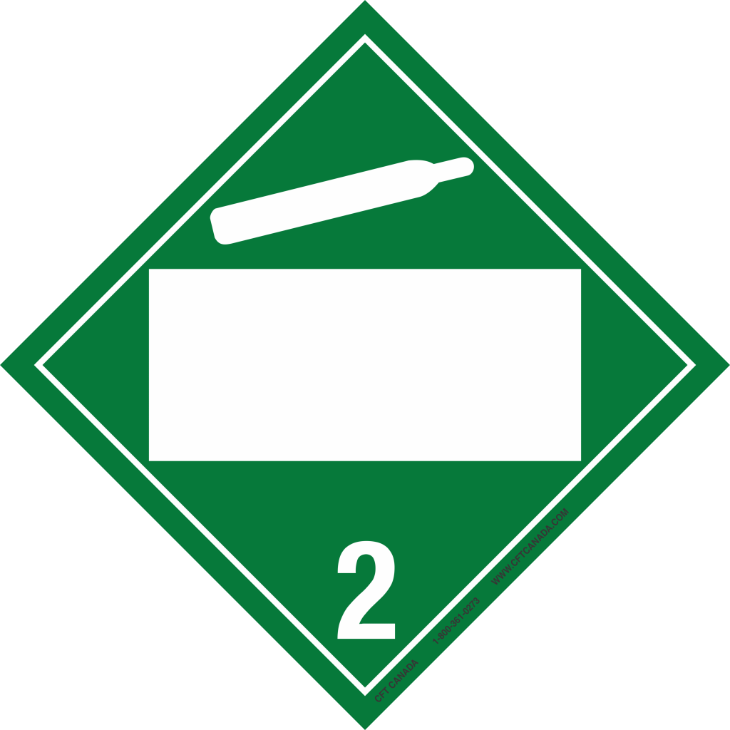 Class 2.2 International TDG placard with blank UN box : Non-Flammable and Non Toxic Gases