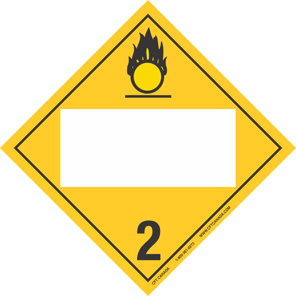 Class 2.2 (5.1) TDG Placard with blank UN box – Canada : Oxidizing Gases