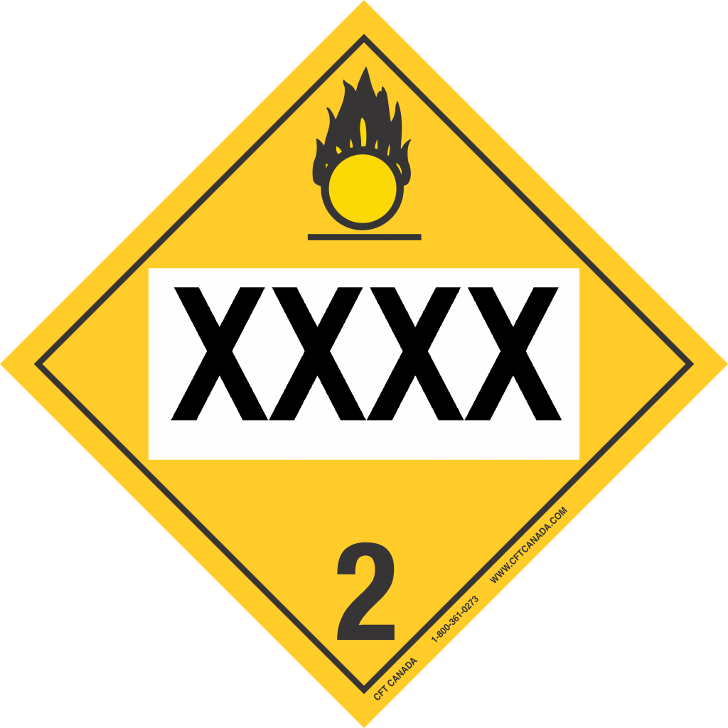 Class 2.2 (5.1) TDG placard – Canada – preprinted : Oxidizing gases