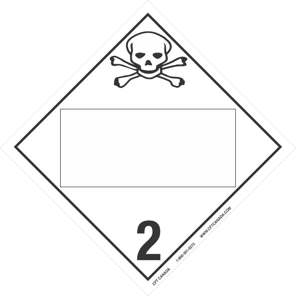 Class 2.3 International TDG placard with blank UN box : Toxic Gases