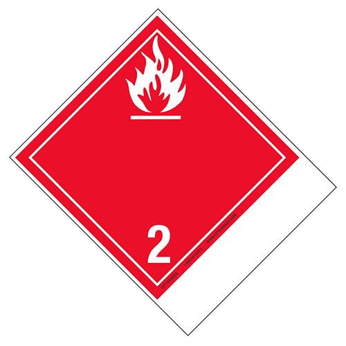 Class 2.1 International TDG Labels with blank tab for proper shipping name – Flammable Gases