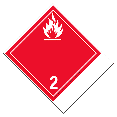 Étiquettes classe 2.1 TMD internationales avec espace pour appellation vide : Gaz inflammables