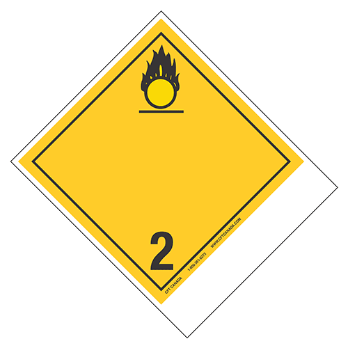 Class 2.2 (5.1) TDG labels – Canada – with blank tab for proper shipping name : Oxidizing Gases