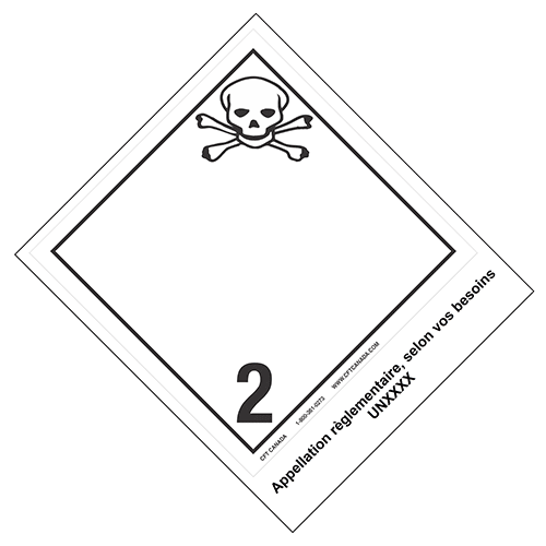 Étiquettes classe 2.3 TMD internationales avec appellation pré-imprimée : Gaz toxiques