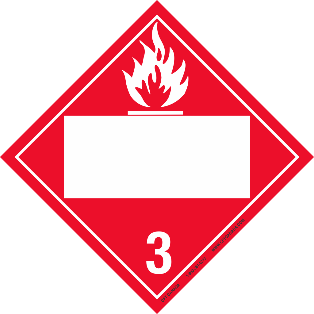 Plaque classe 3 TMD internationale avec boîte ONU vide : Liquides inflammables