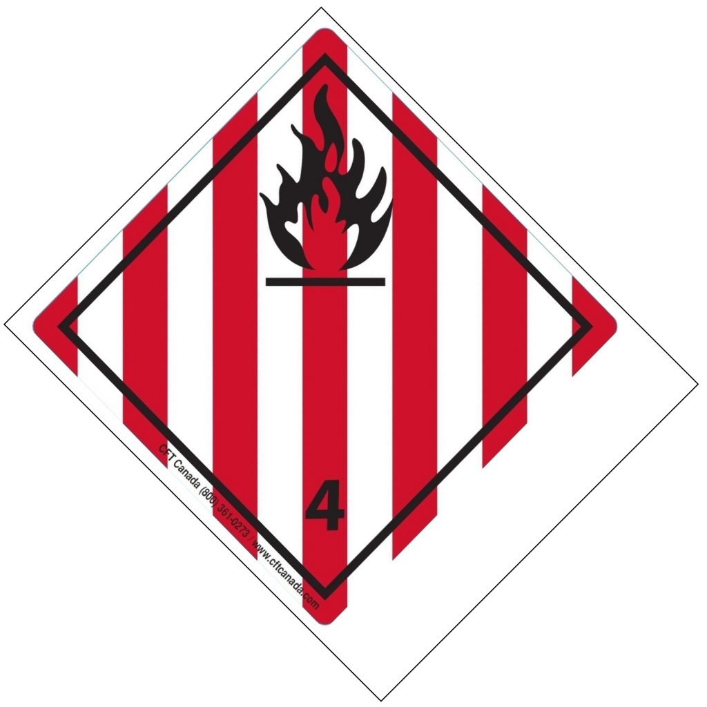 Class 4.1 International TDG Labels with blank tab for proper shipping name – Flammable solids