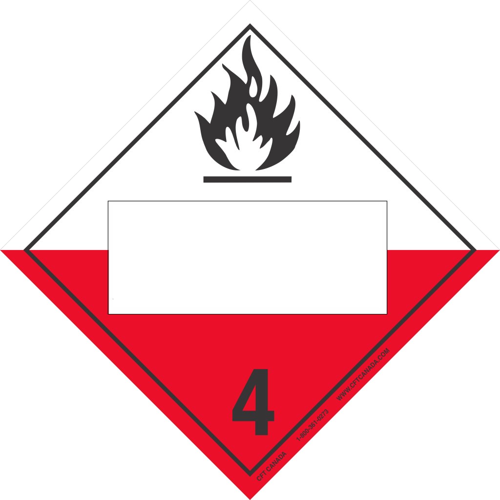 Class 4.2 TDG International Placard with blank UN box : Substance Liable to Spontaneous Combustion
