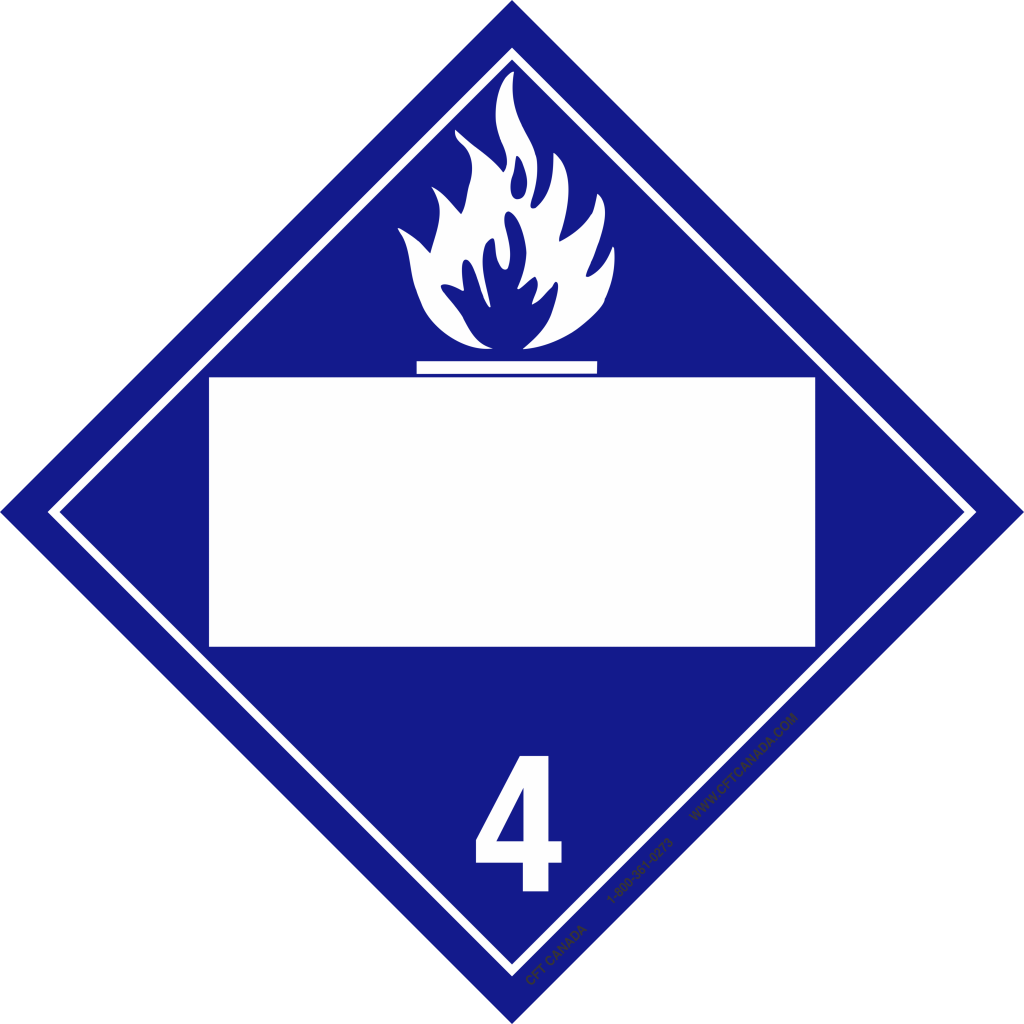 Class 4.3 TDG International Placard with blank UN box : Water Reactive Substances