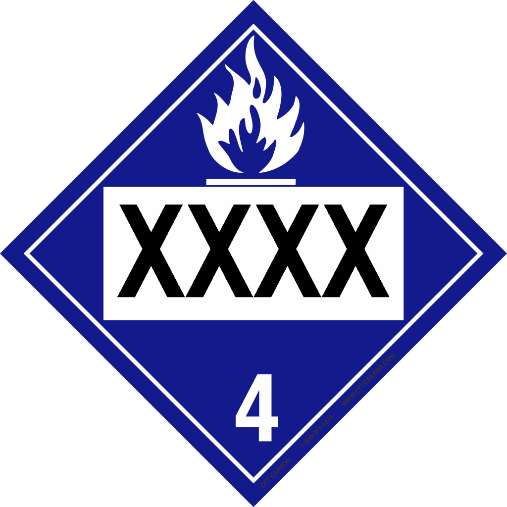 Class 4.3 International TDG placard preprinted with UN number : Water Reactive Substances