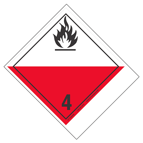 Class 4.2 International TDG Labels with blank tab for proper shipping name – Substances liable to spontaneous combustion