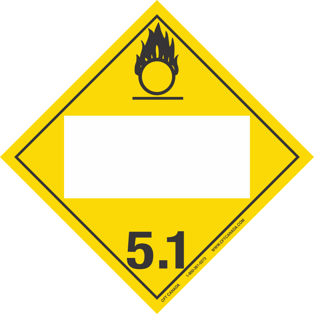 Class 5.1 TDG International Placard with blank UN box : Oxidizing Substances