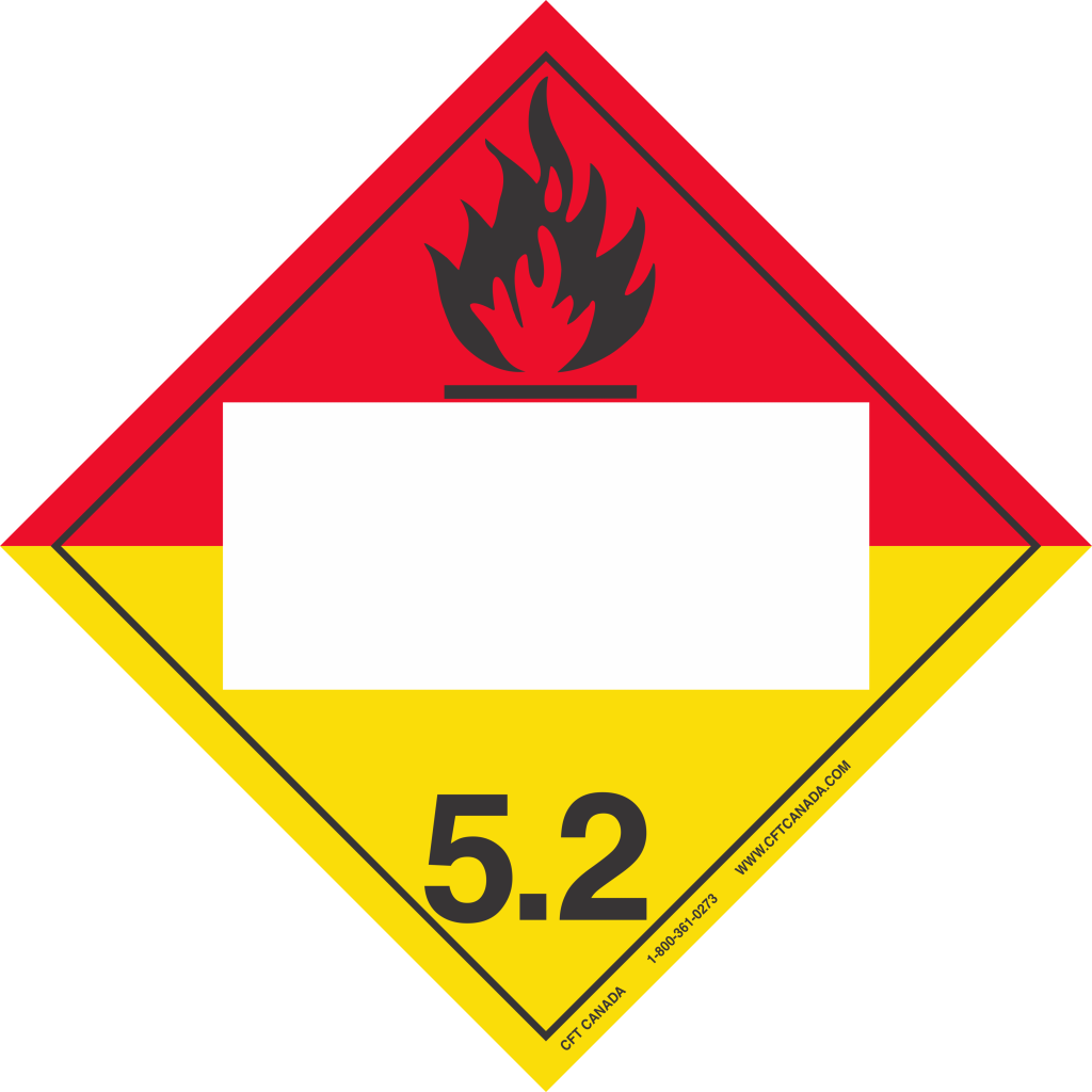 Class 5.2 TDG International Placard with blank UN box : Organic Peroxides