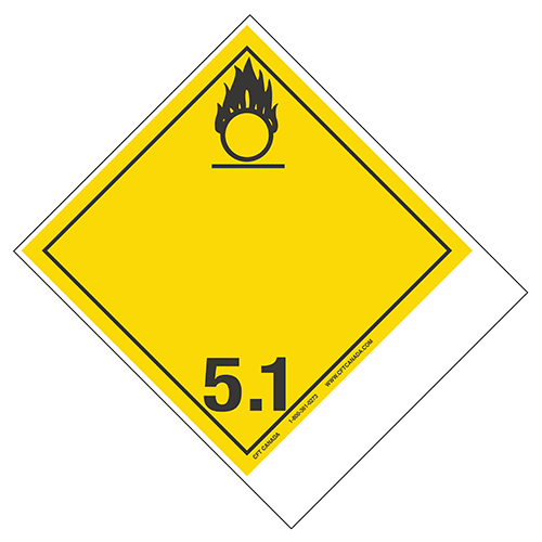 Class 5.1 International TDG Labels with blank tab for proper shipping name – Oxidizing Substances