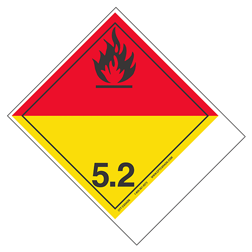Étiquettes classe 5.2 TMD internationales avec espace pour appellation vide : Peroxydes organiques