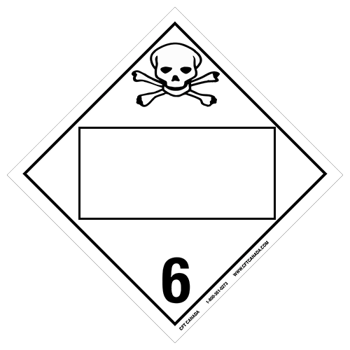 Class 6.1 TDG International Placard with blank UN box : Toxic Substances