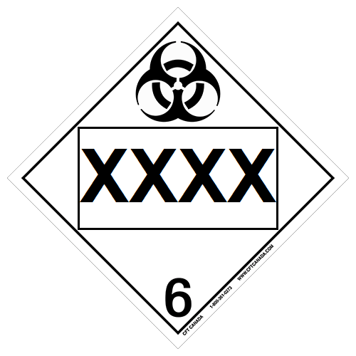 Class 6.2 International TDG placard preprinted with UN number : Infectious Substances