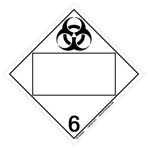 Class 6.2 TDG International Placard with blank UN box : Infectious Substances