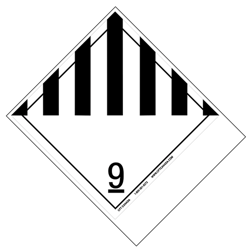 Class 9 International TDG Labels with blank tab for proper shipping name – Miscellaneous Products, Substances or Organisms