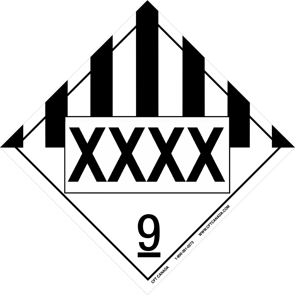 Plaque classe 9 TMD internationale pré-imprimée : Produits, matières ou organismes divers
