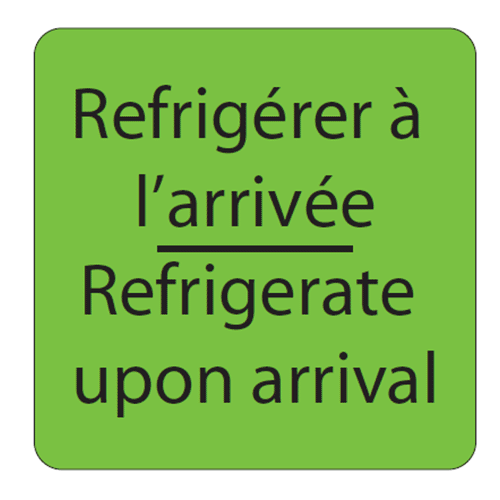 Étiquettes Réfrigérer à l’arrivée