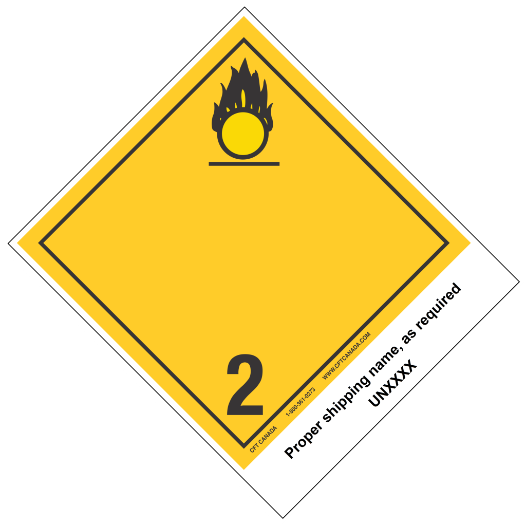 Class 2.2 (5.1) TDG Labels-Canada- preprinted with proper shipping name: Oxidizing Gases