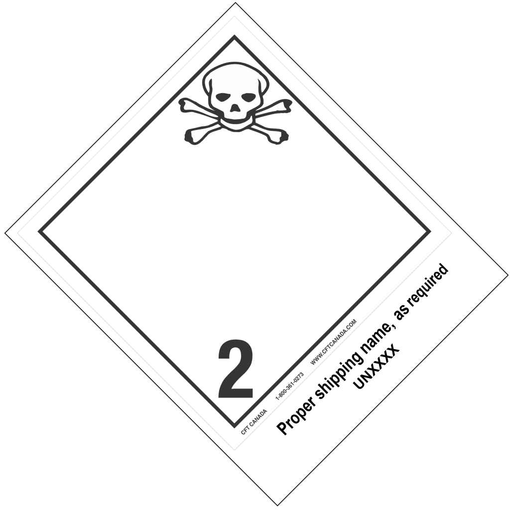 Class 2.3 International TDG Labels preprinted with proper shipping name – Toxic Gases