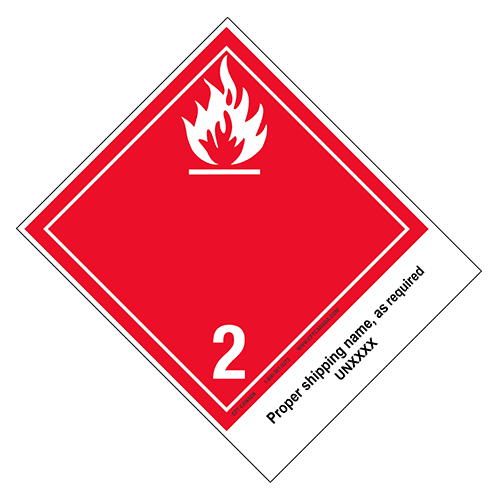 Class 2.1 International TDG Labels preprinted with proper shipping name – Flammable Gases