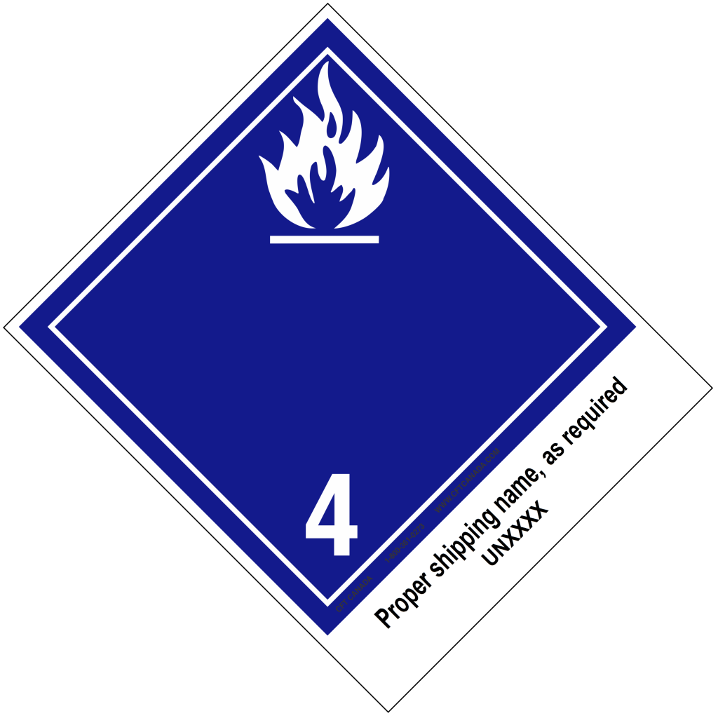 Class 4.3 International TDG Labels preprinted with proper shipping name – Water-reactive Substances