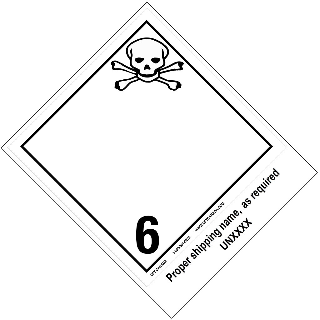 Class 6.1 International TDG Labels preprinted with proper shipping name – Toxic Substances