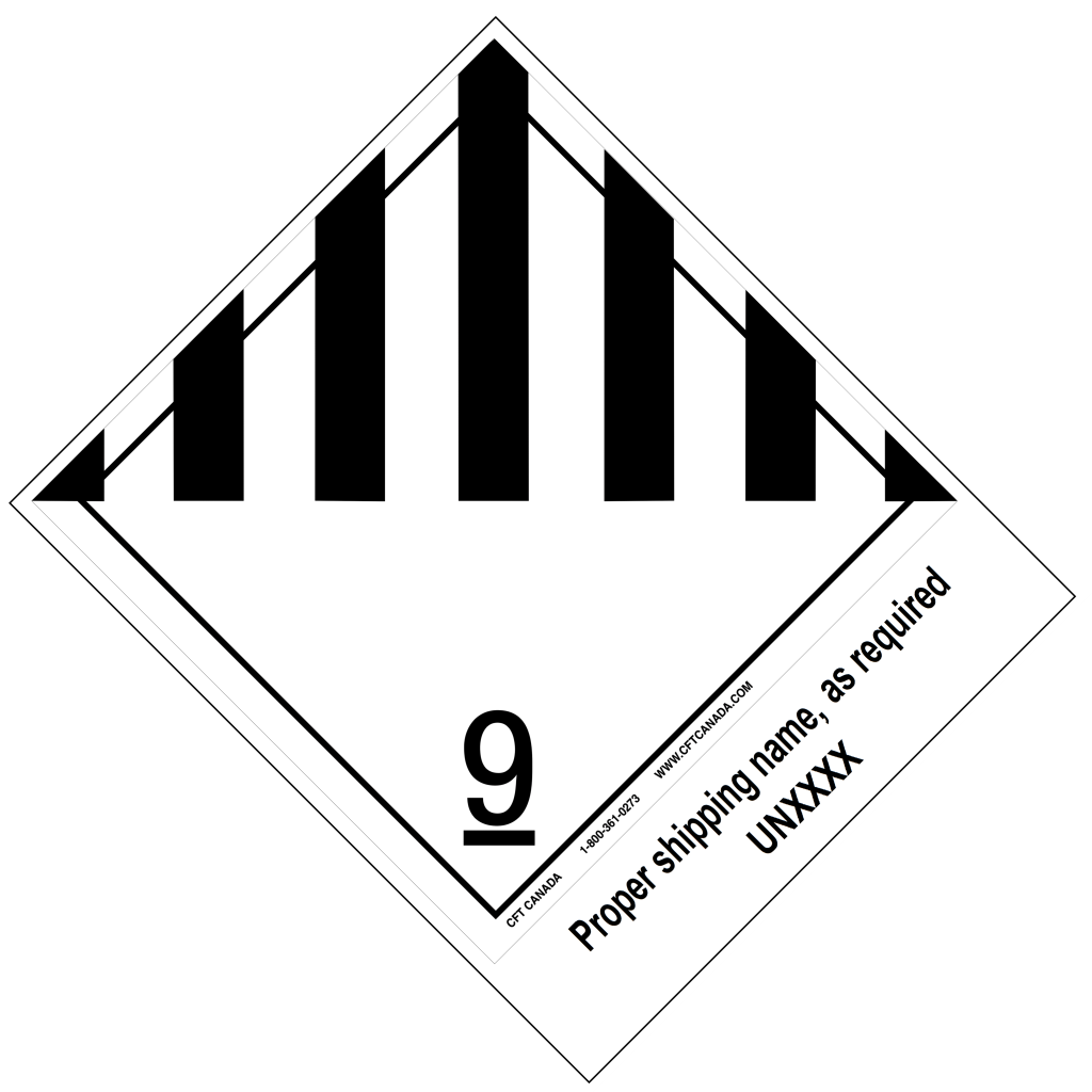 Class 9 International TDG Labels preprinted with proper shipping name – Miscellaneous Products, Substances or Organisms