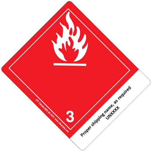 Class 3 International TDG Labels preprinted with proper shipping name – Flammable Liquids