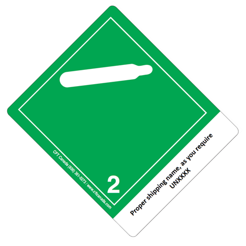 Class 2.2 International TDG Labels preprinted with proper shipping name – Non-Flammable and Non toxic Gases