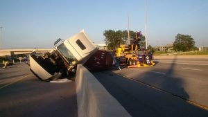 dangerous qew highway goods closed involving accident tanker carrying traffic truck after